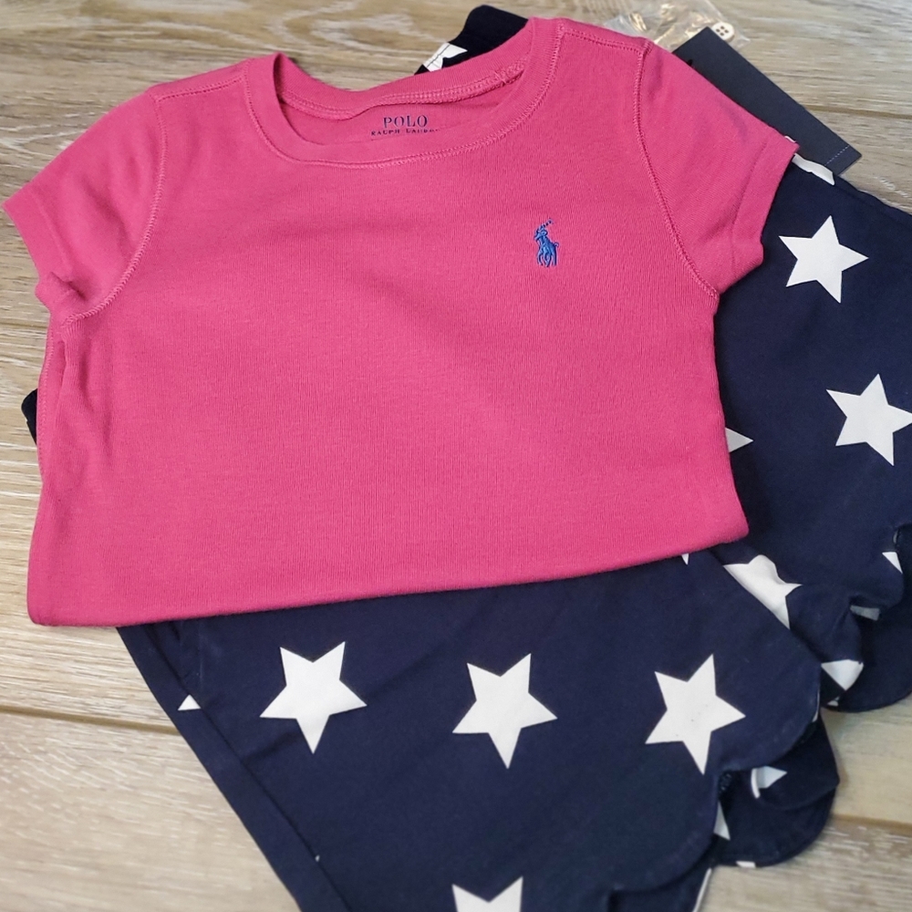 Ralph Lauren girl's capped sleeve cotton tee shirt Size 4 & 5 available